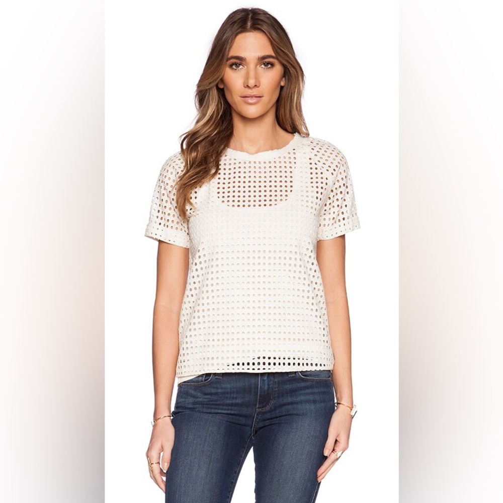 Maison Scotch Ivory Eyelet Tee